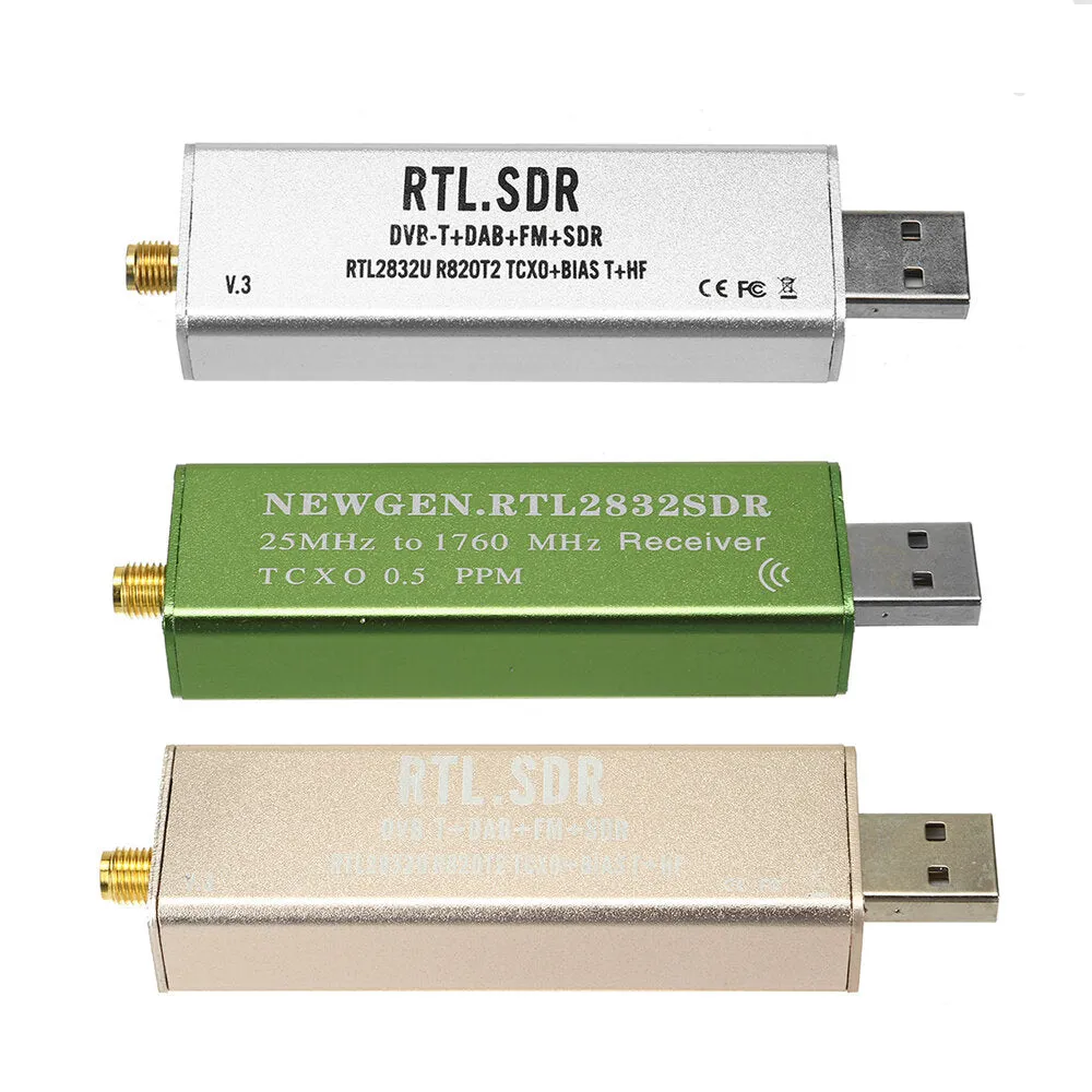 0.1MHz-1.7GHz SDR 0.5 PPM TCXO Compensated High Stability Full Band Software Receiver Aviation Band ADSB RTL2832U   R820T2 with Antenna