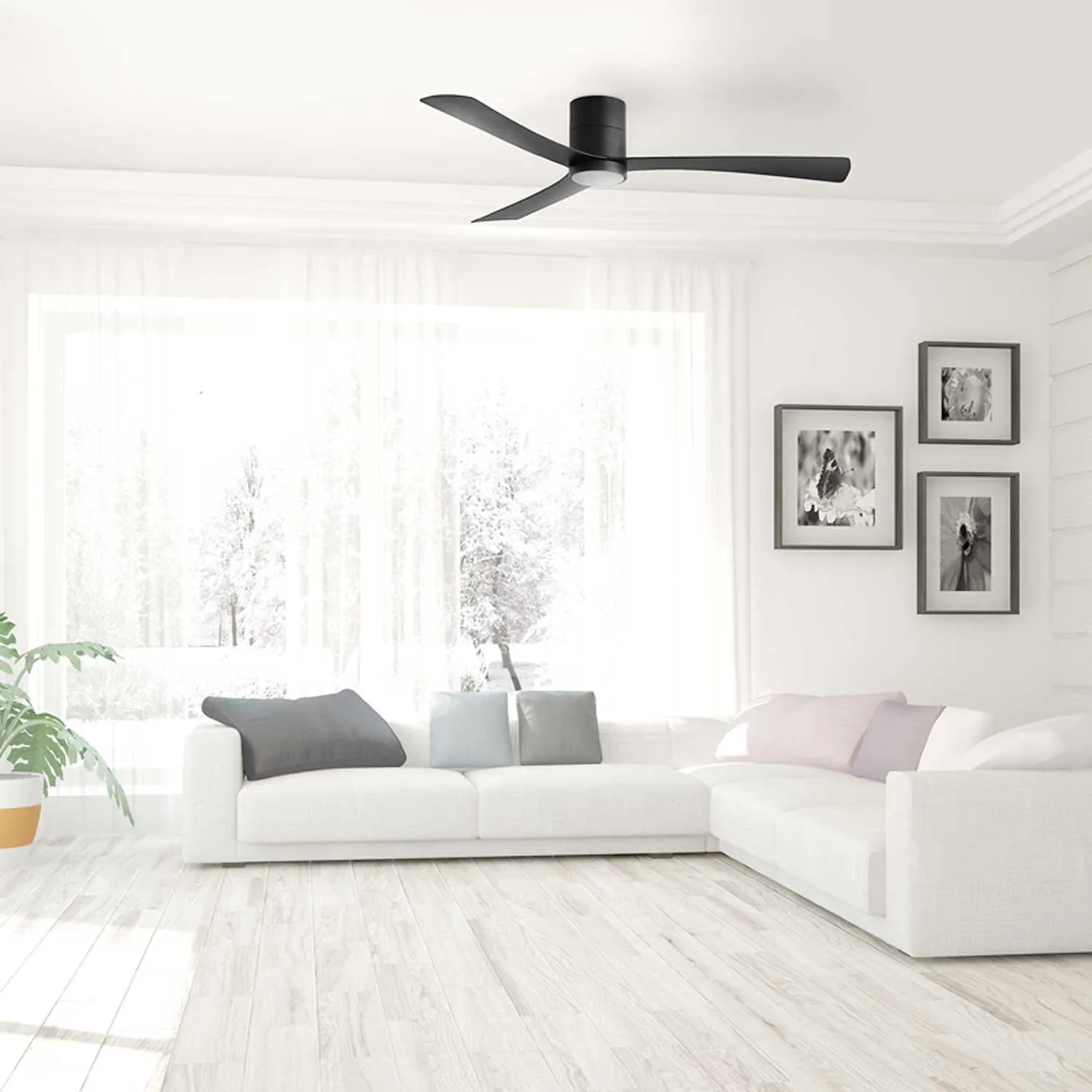 1320mm Metro Dc Ceiling Fan W/ Light In Black Or White Satin