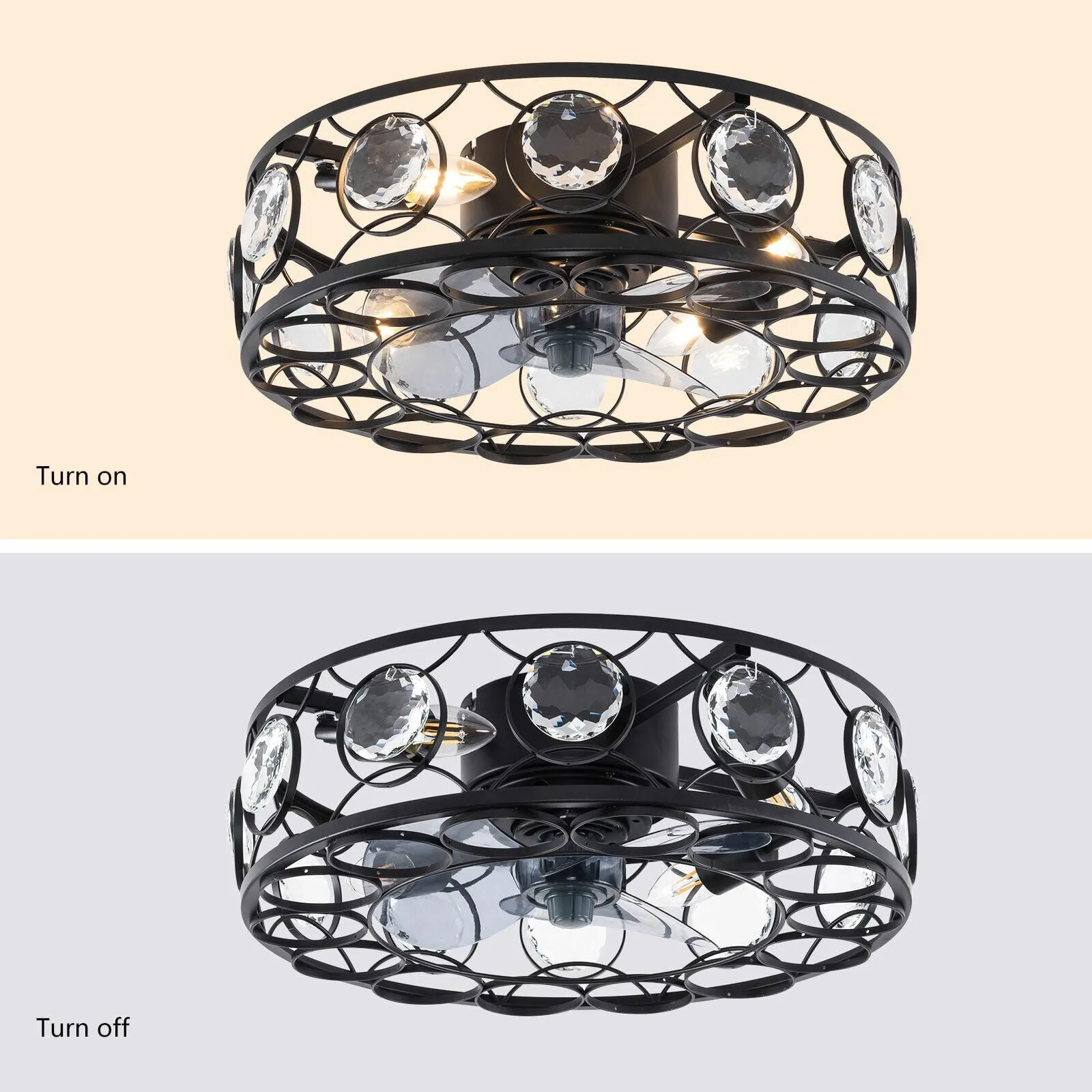 18' Rustic Farmhouse Ceiling Fan Light Metal Caged Chandelier Lamp With Remote