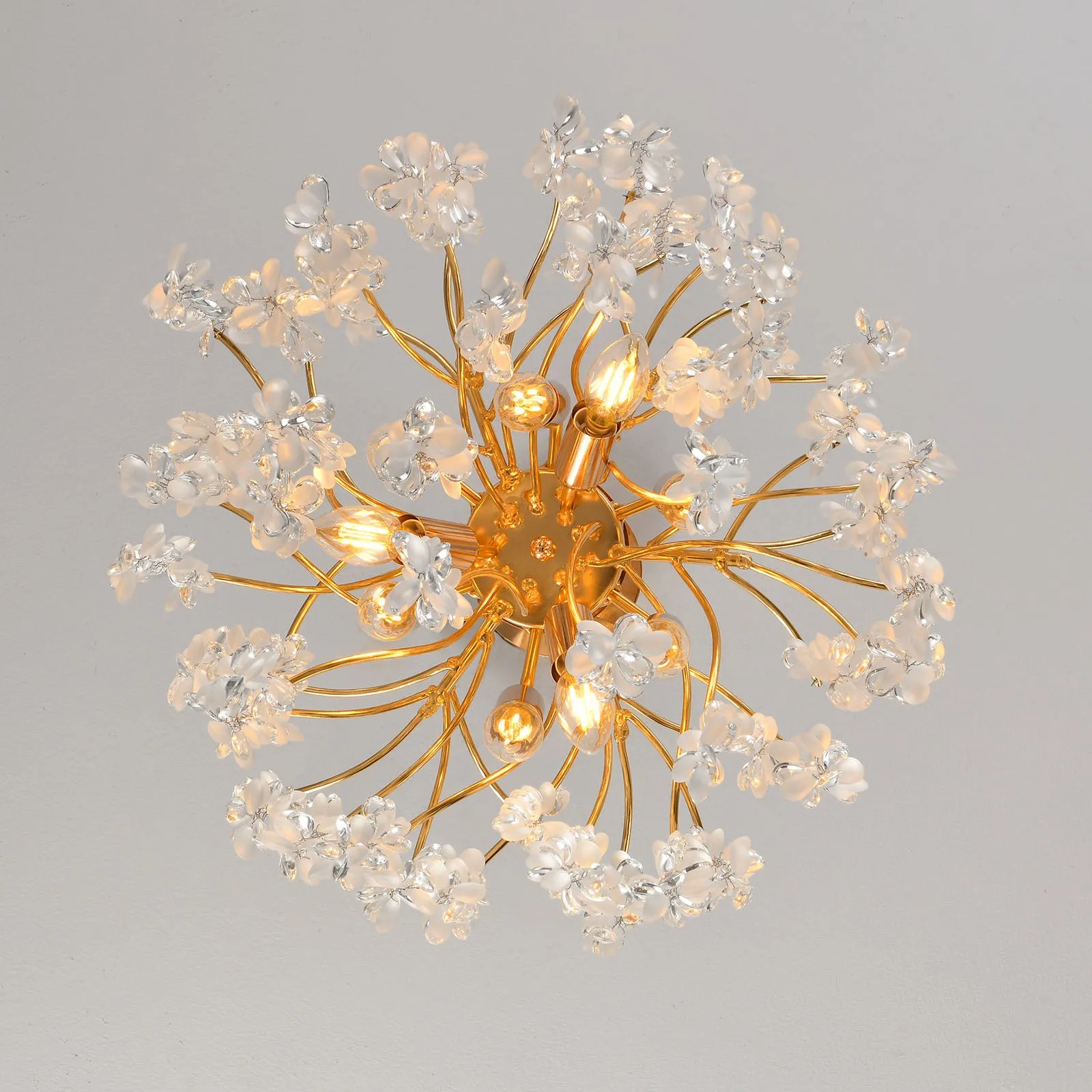 18" Orison Crystal Ceiling Light Fixture, Elegant Flush Mount Lighting, Perfect for Living Room(Bulbs not included)