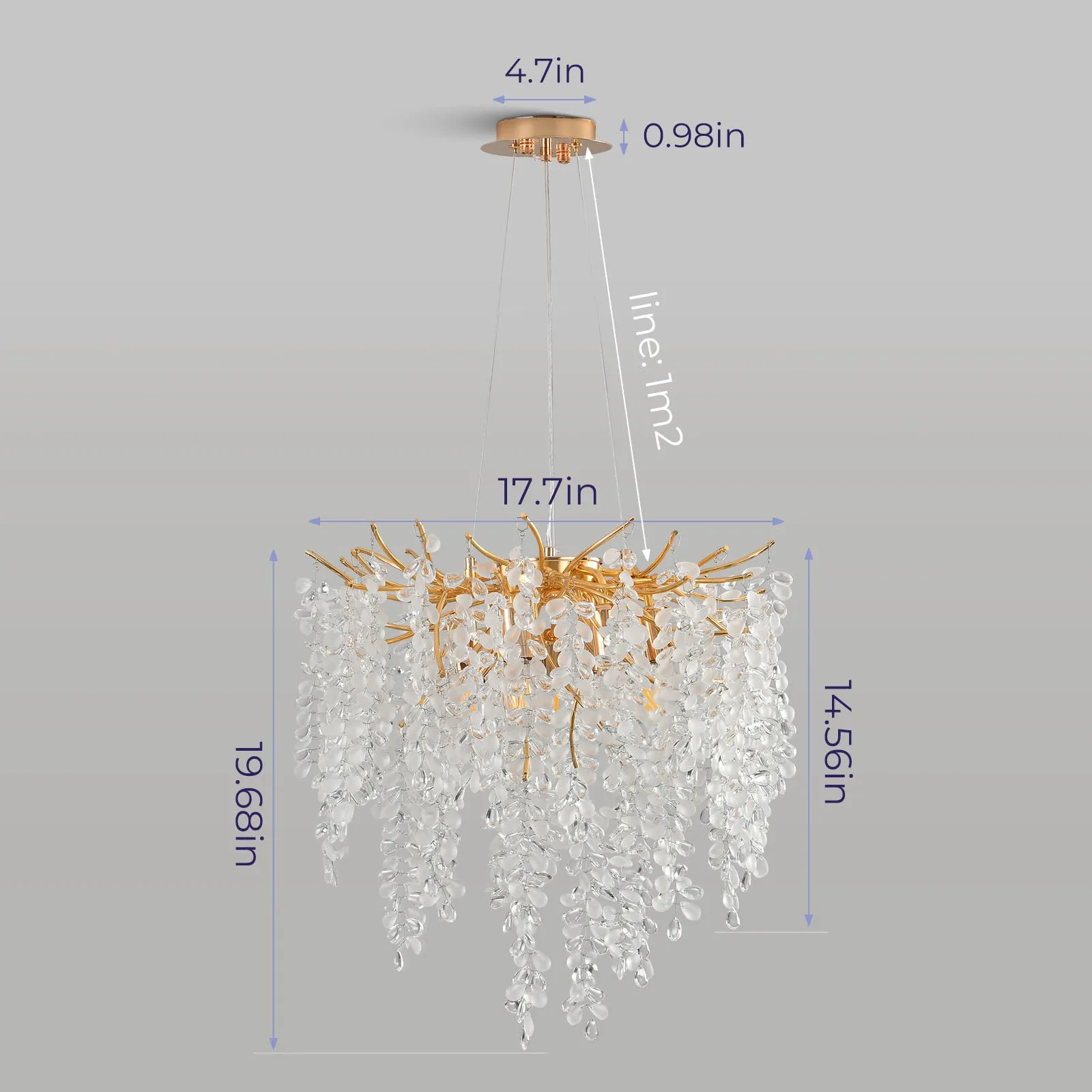 18" Orison Crystal Ceiling Light Fixture, Elegant Flush Mount Lighting, Perfect for Living Room(Bulbs not included)