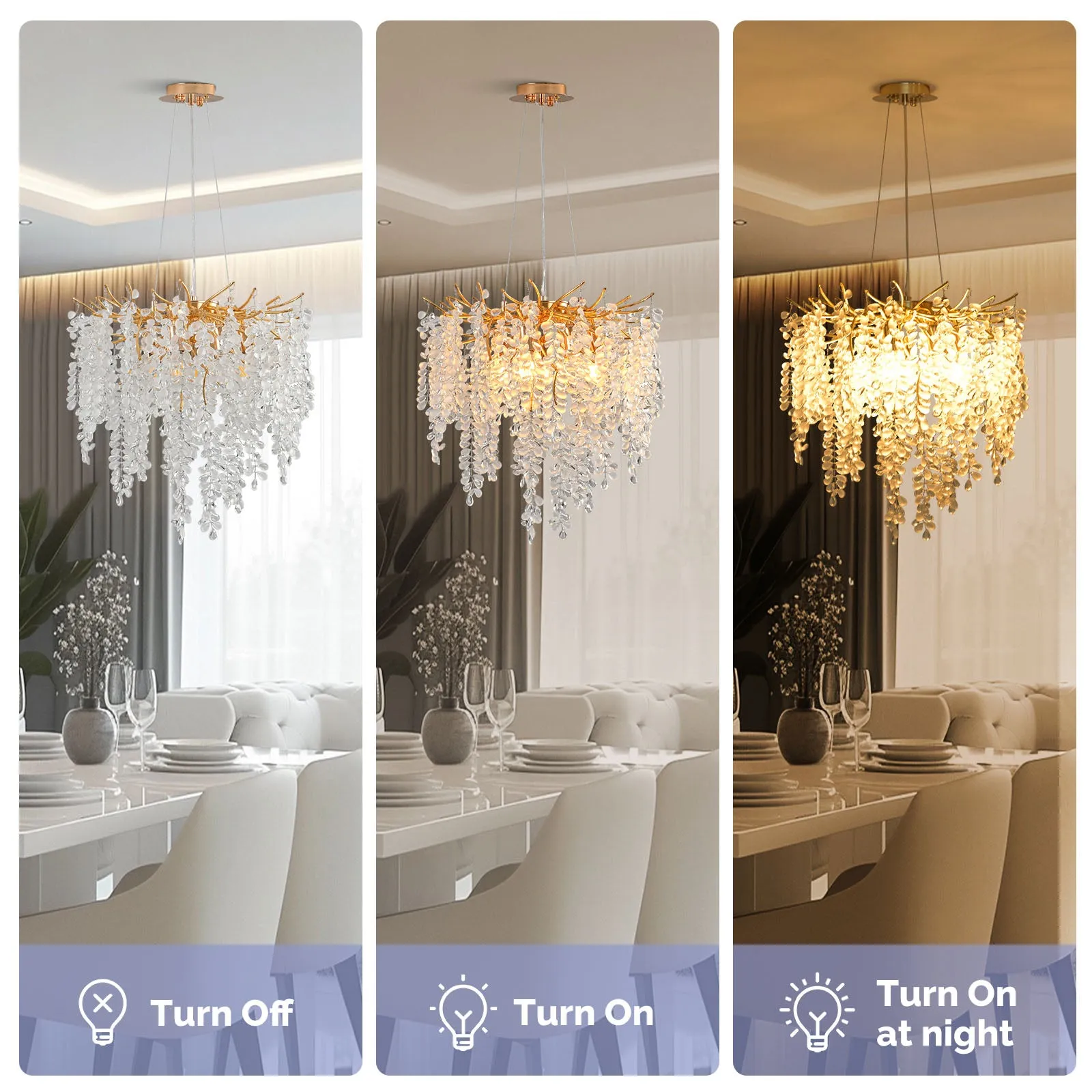 18" Orison Crystal Ceiling Light Fixture, Elegant Flush Mount Lighting, Perfect for Living Room(Bulbs not included)