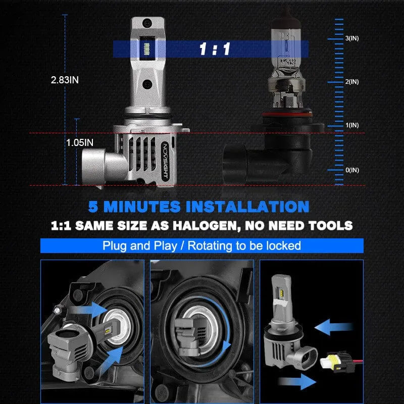 2019 2020 Hyundai Elantra 9005 HB3 LED Headlight Bulb 12000LM Hi/Lo Beam Headlight Replacement Kit