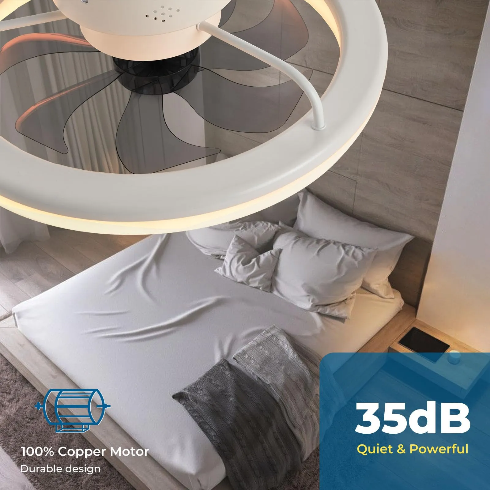 20" CHANFOK Orison Flush Mount Ceiling Fan with Light