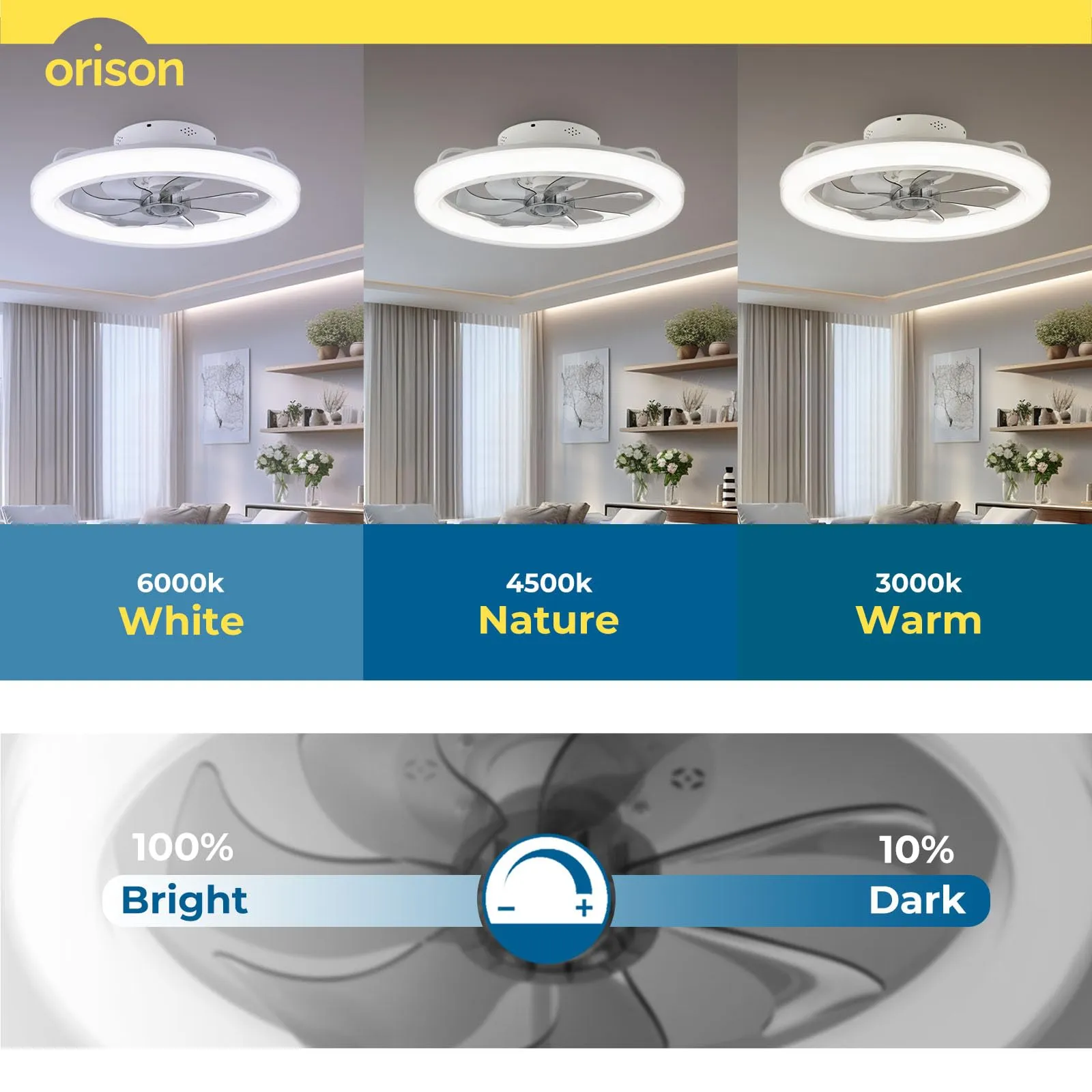 20" CHANFOK Orison Flush Mount Ceiling Fan with Light