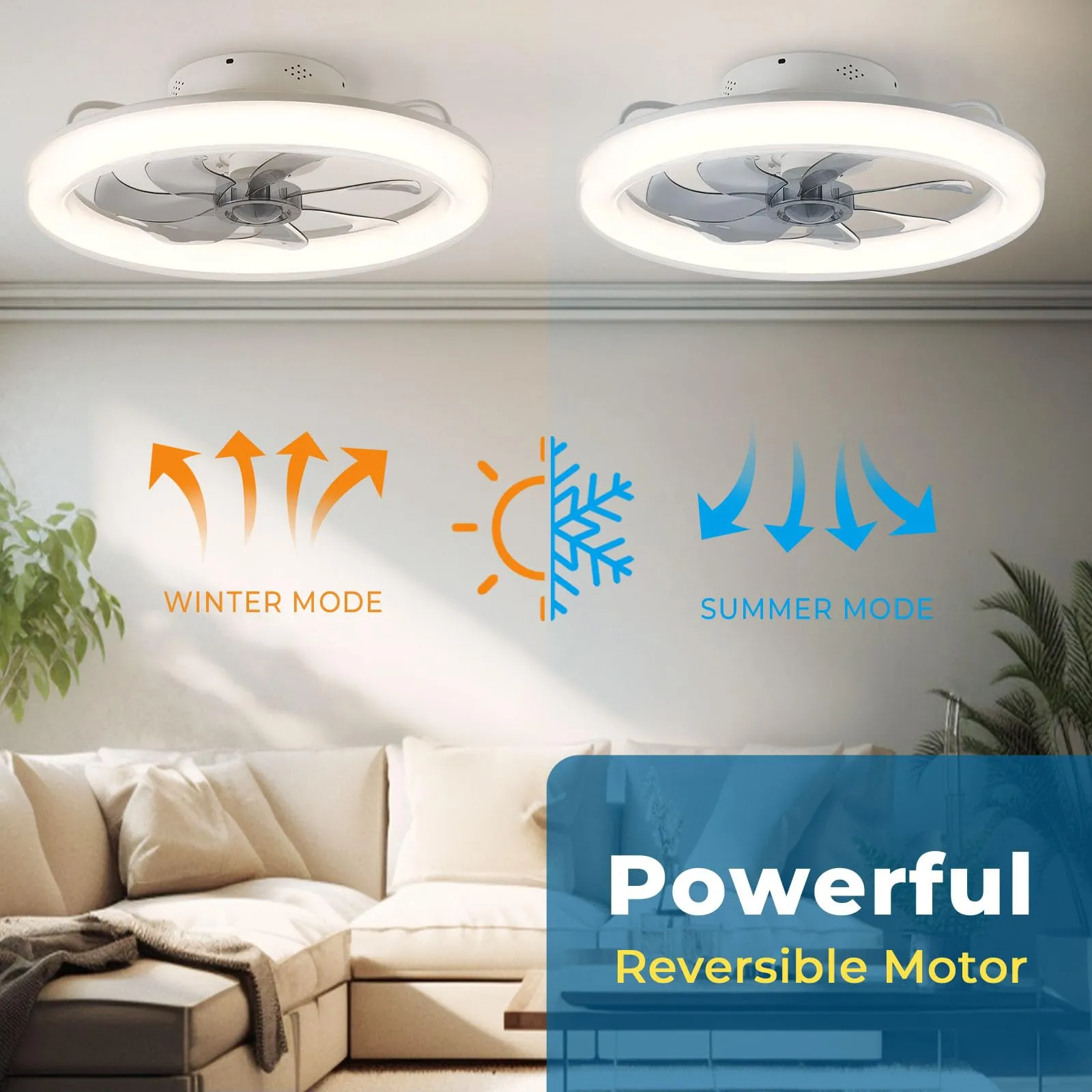 20" CHANFOK Orison Flush Mount Ceiling Fan with Light