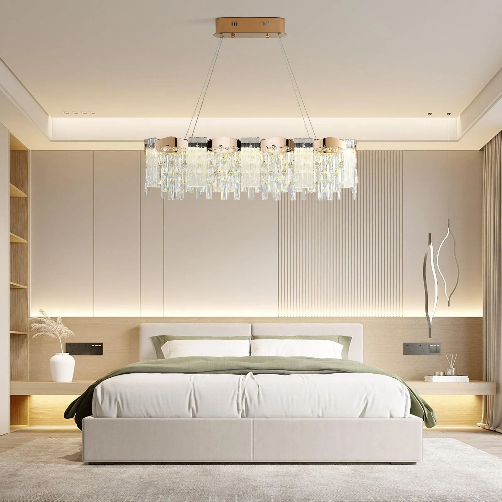 23.2" Orison Gold Chandeliers Modern Crystal Chandelier Pendant LED Light Fixture for Dining Living Room Kitchen Islan