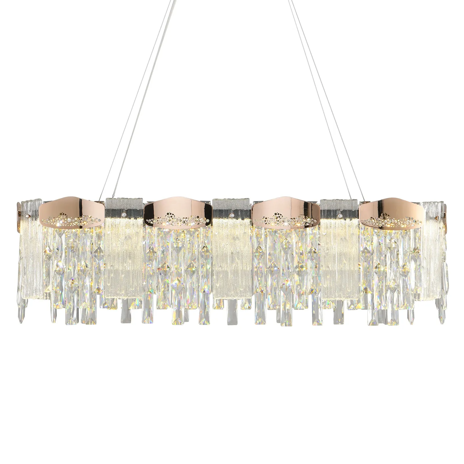 23.2" Orison Gold Chandeliers Modern Crystal Chandelier Pendant LED Light Fixture for Dining Living Room Kitchen Islan