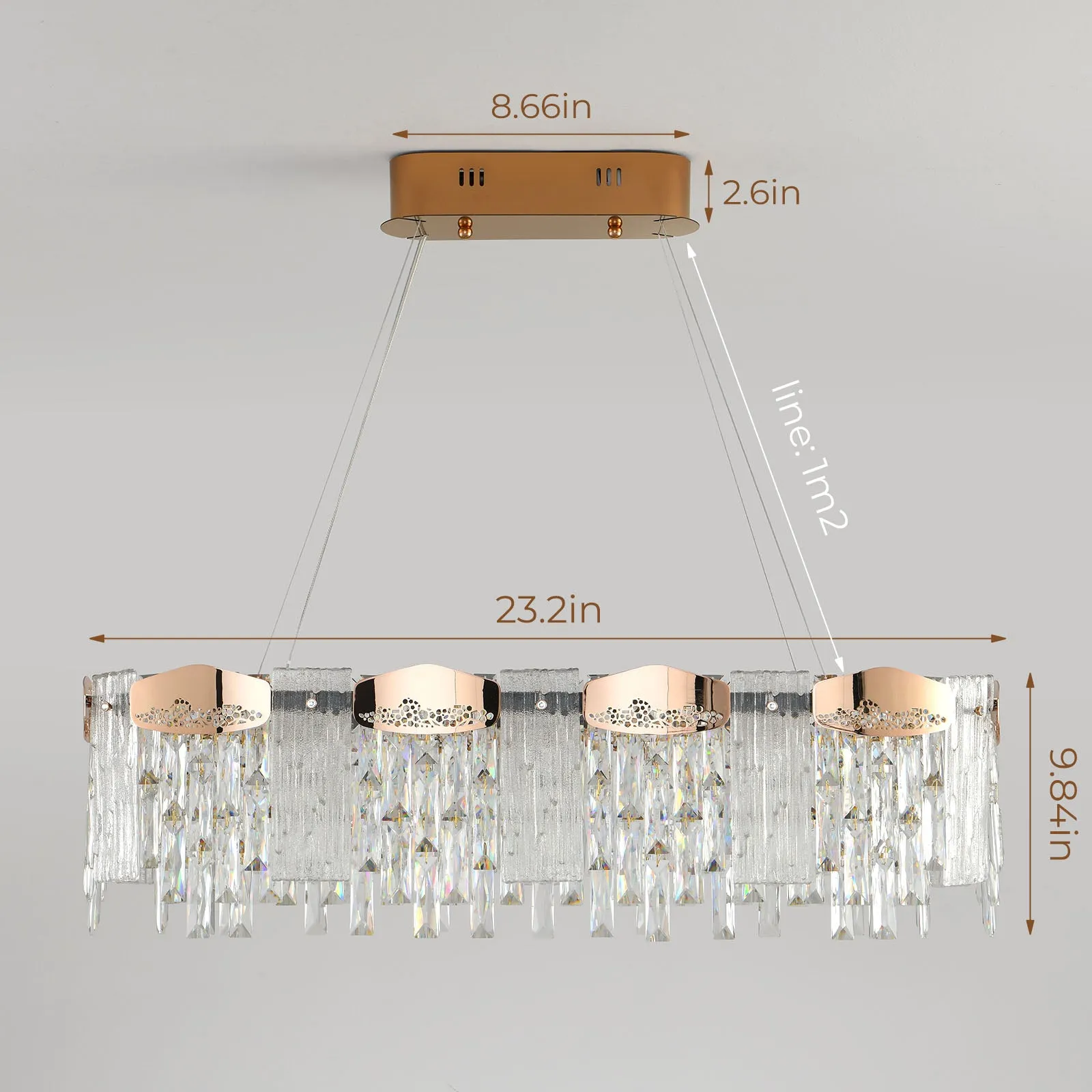 23.2" Orison Gold Chandeliers Modern Crystal Chandelier Pendant LED Light Fixture for Dining Living Room Kitchen Islan