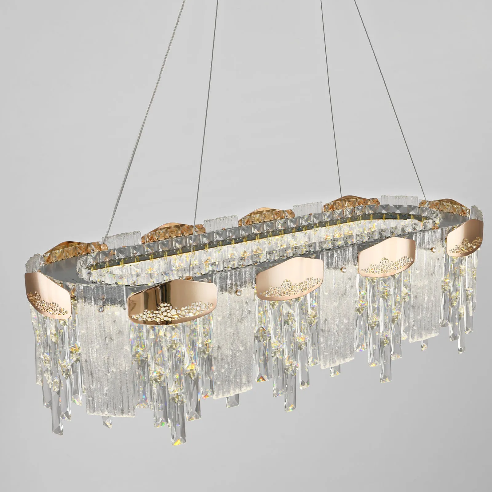 23.2" Orison Gold Chandeliers Modern Crystal Chandelier Pendant LED Light Fixture for Dining Living Room Kitchen Islan