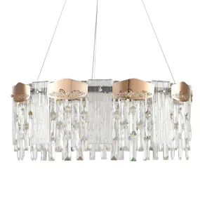 23.2" Orison Gold Round Raindrop Chandelier Lighting, Luxury Adjustable Hanging Pendant Light Fixture for Living Dining Room