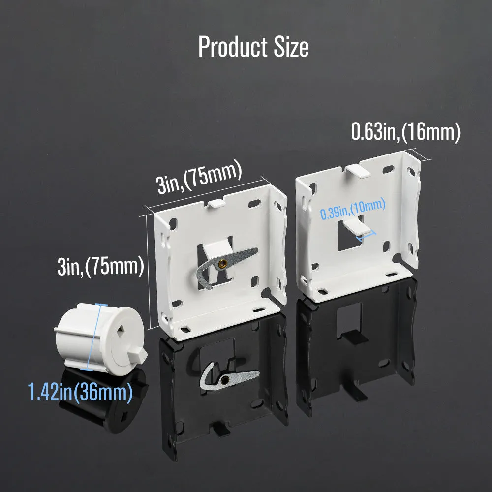 3-Inch Motorized Roller Blind Brackets（Roller Shade End Cap） - Metal Clutch Mechanism for Fascia Roller Blinds