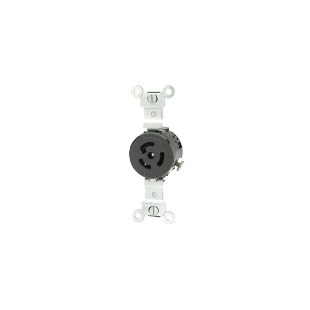 4710 Leviton 15 Amp, 125 Volt, NEMA L5-15R, 2P, 3W, Single Locking Receptacle, Industrial Grade, Grounding - Black