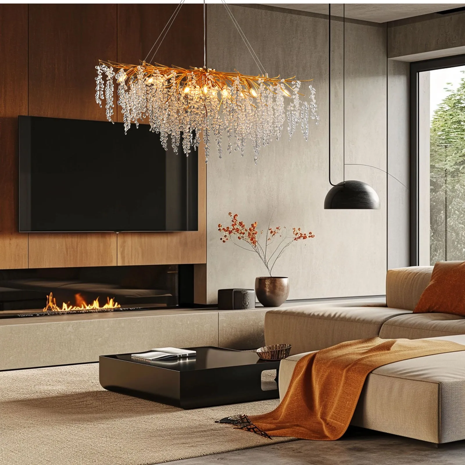 48" Orison Crystal Chandelier Ceiling Light Fixture, Elegant Lighting, Perfect for Dining Room(Bulbs not included)