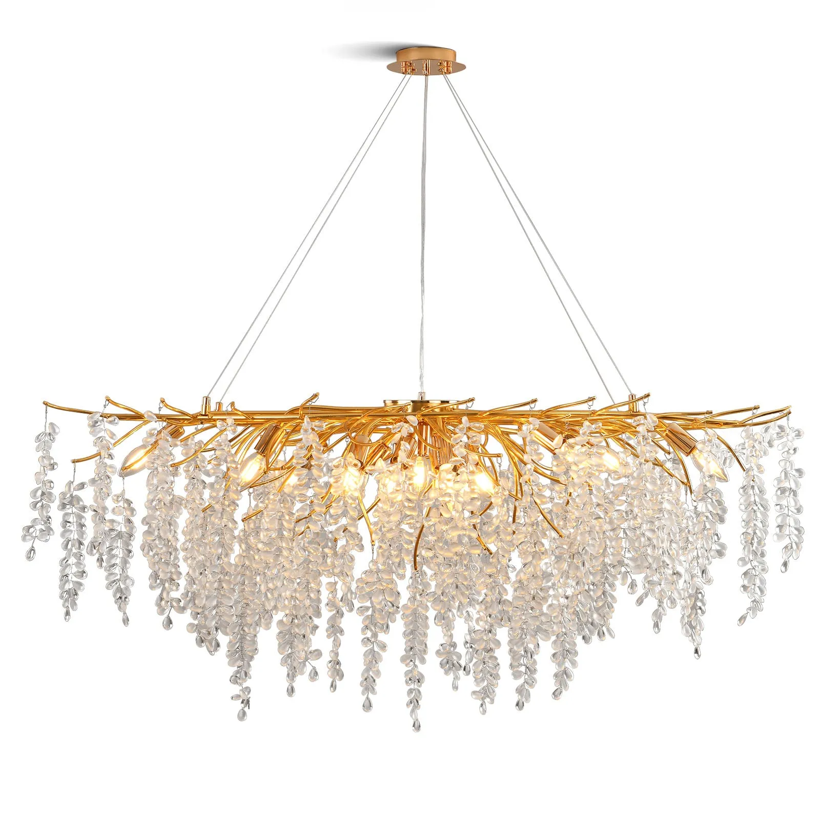 48" Orison Crystal Chandelier Ceiling Light Fixture, Elegant Lighting, Perfect for Dining Room(Bulbs not included)