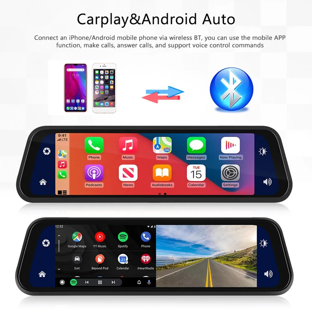 9.66-inch Car Multimedia Player FM Carplay 24 Hours Monitoring HD