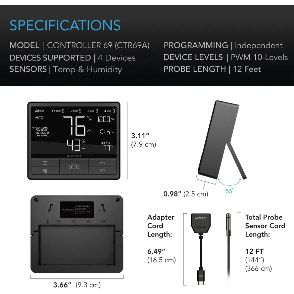 AC Infinity CONTROLLER 69 for Temperature, Humidity & Cycle