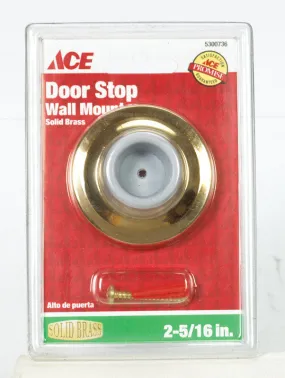 Ace 2-5/16 in. W Solid Brass Gold Wall Door Stop Mounts to door and wall