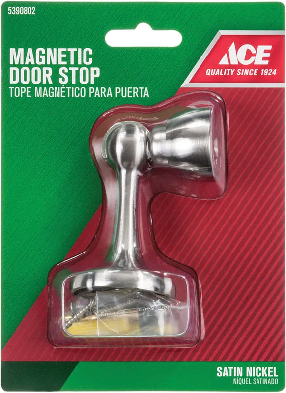 Ace Metal Satin Nickel Silver Magnetic Door Stop Mounts to door