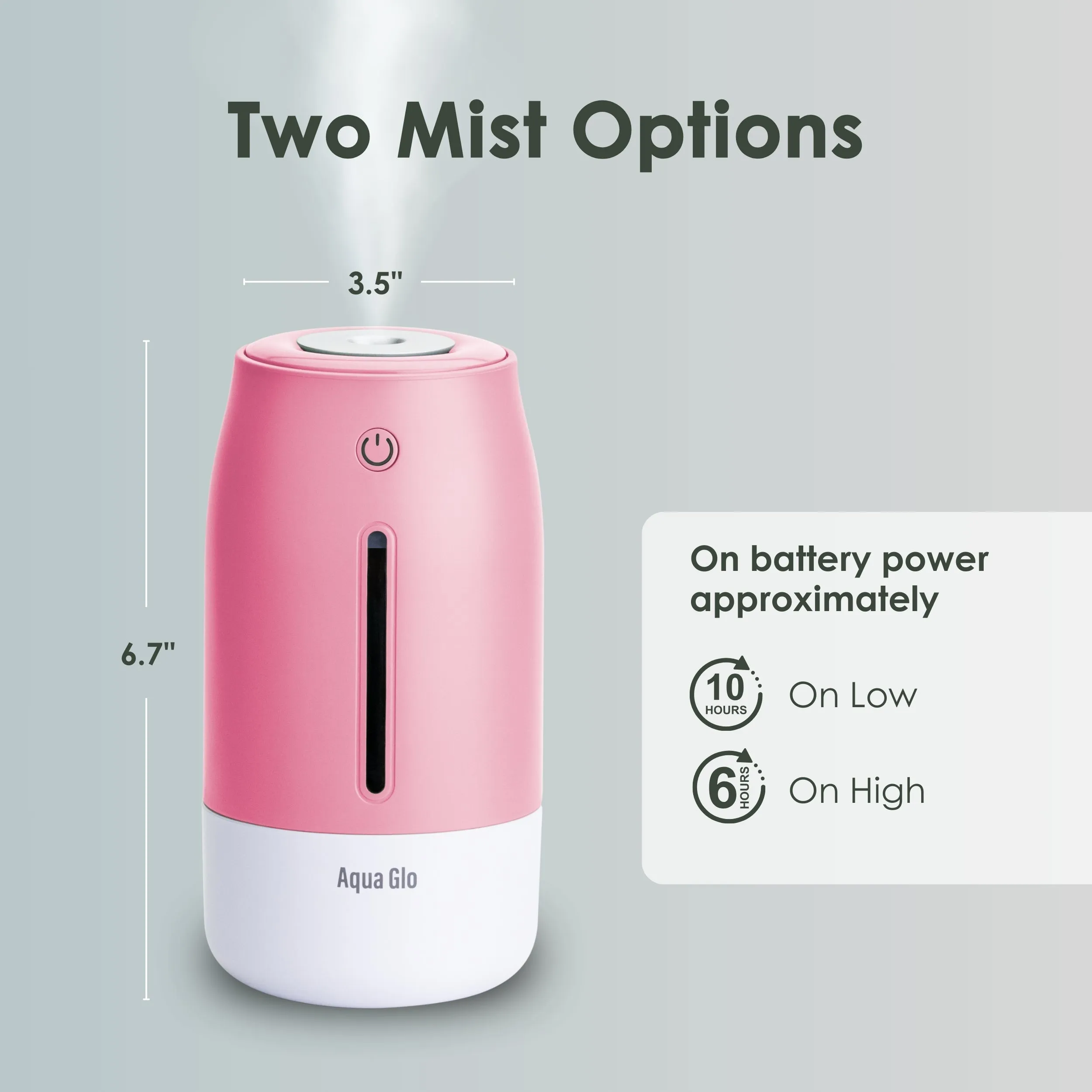 Airvana Aqua Glo Personal, Portable Humidifiers for Bedroom – Ultrasonic Cool Mist Humidifier with Built In Rechargeable Battery. Air Humidifier for Baby, Plants, Home, Office, Travel.