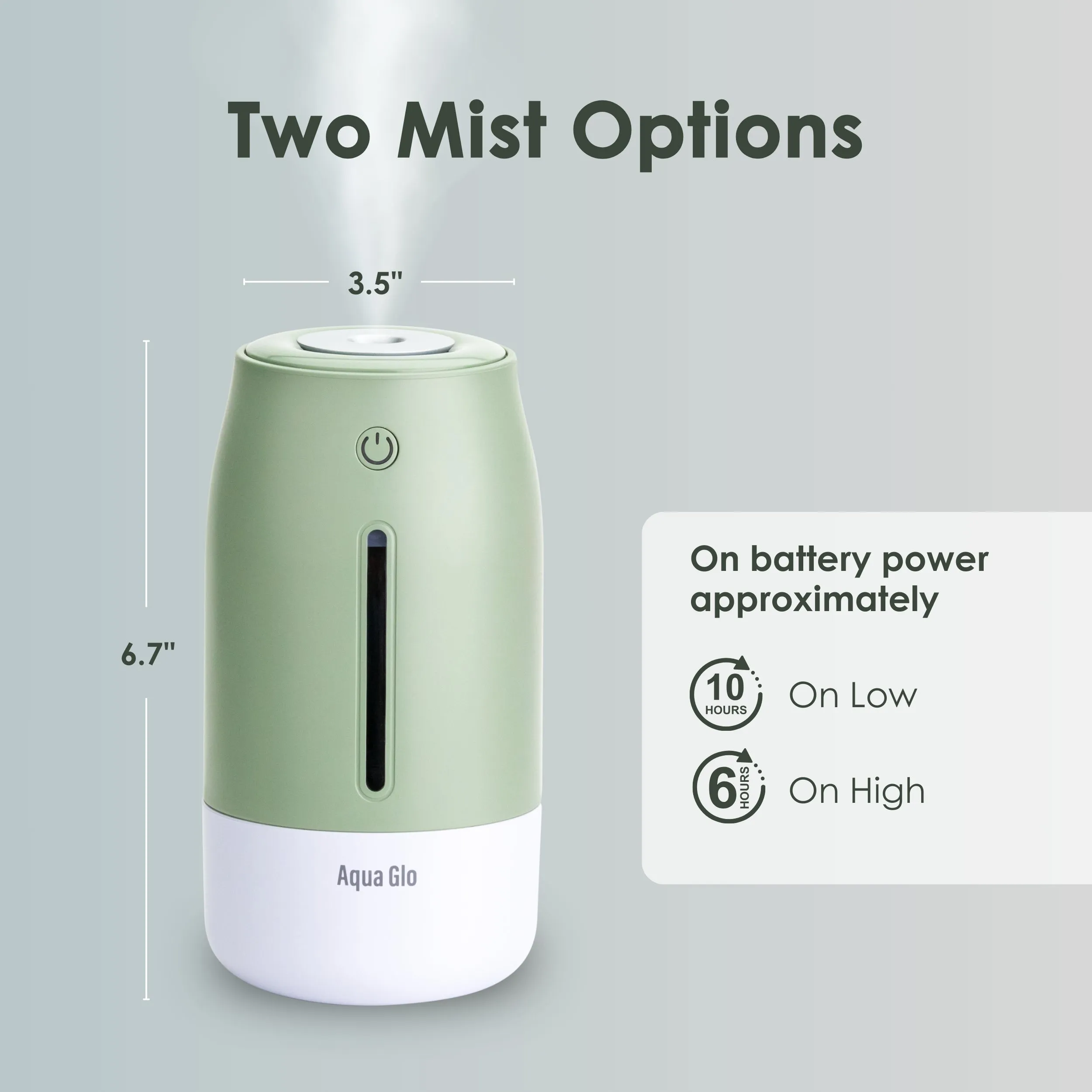 Airvana Aqua Glo Personal, Portable Humidifiers for Bedroom – Ultrasonic Cool Mist Humidifier with Built In Rechargeable Battery. Air Humidifier for Baby, Plants, Home, Office, Travel.