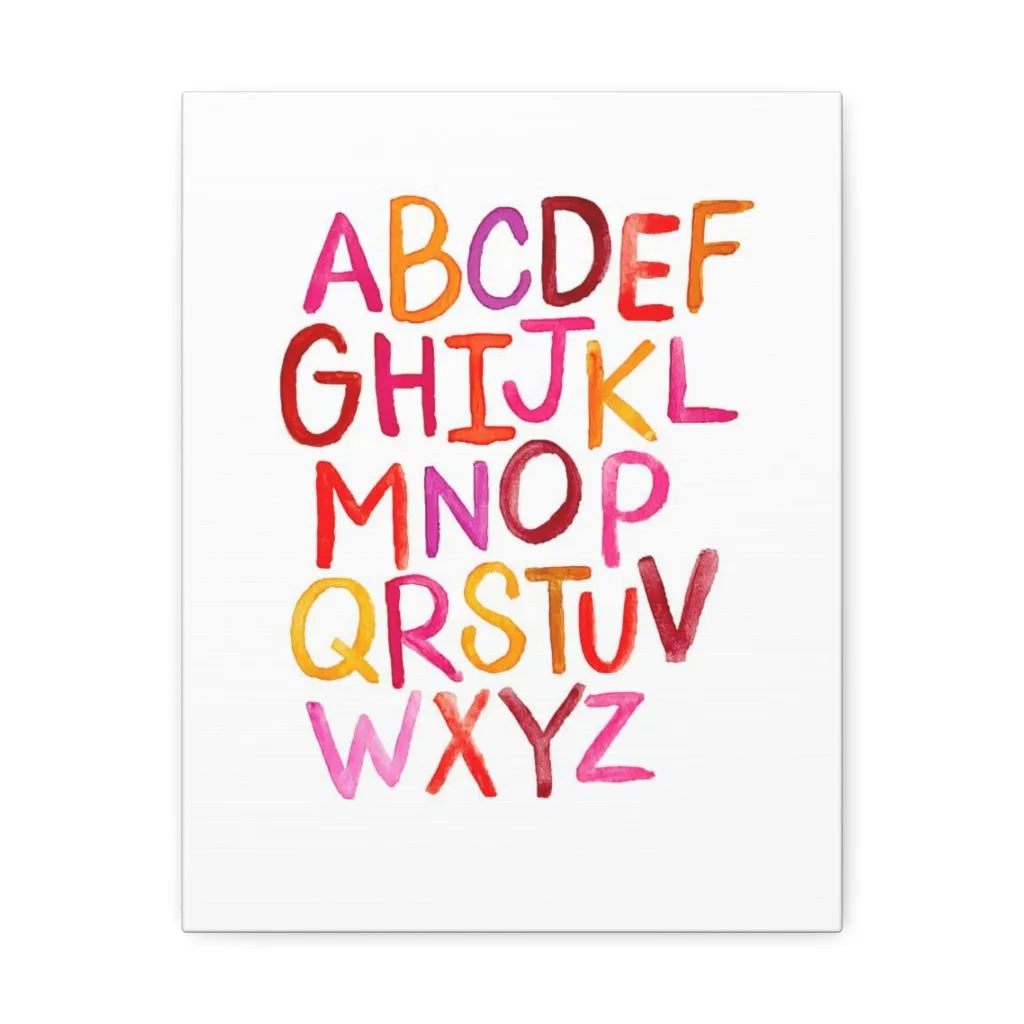 Alphabet Print | Satin Canvas, Stretched