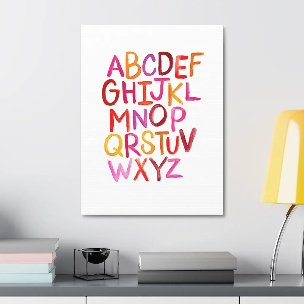 Alphabet Print | Satin Canvas, Stretched