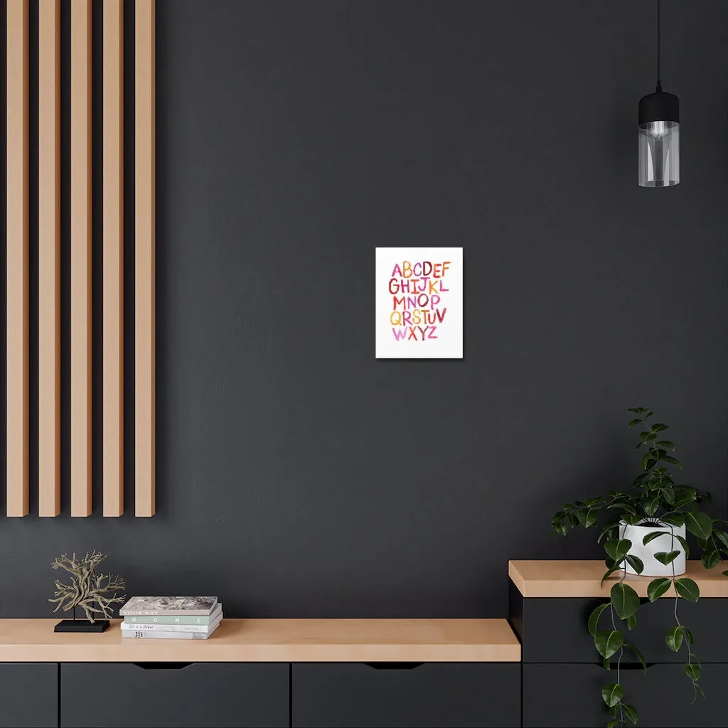 Alphabet Print | Satin Canvas, Stretched