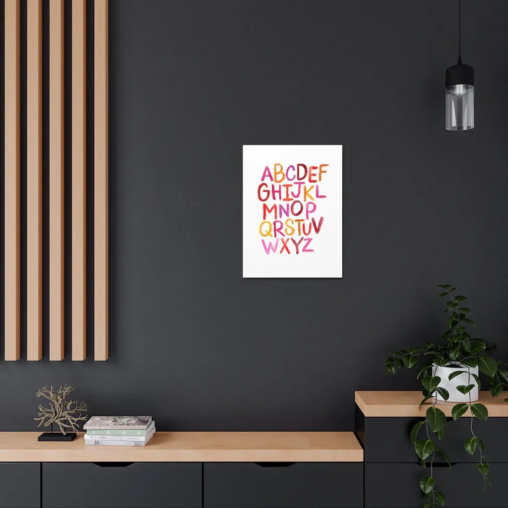 Alphabet Print | Satin Canvas, Stretched