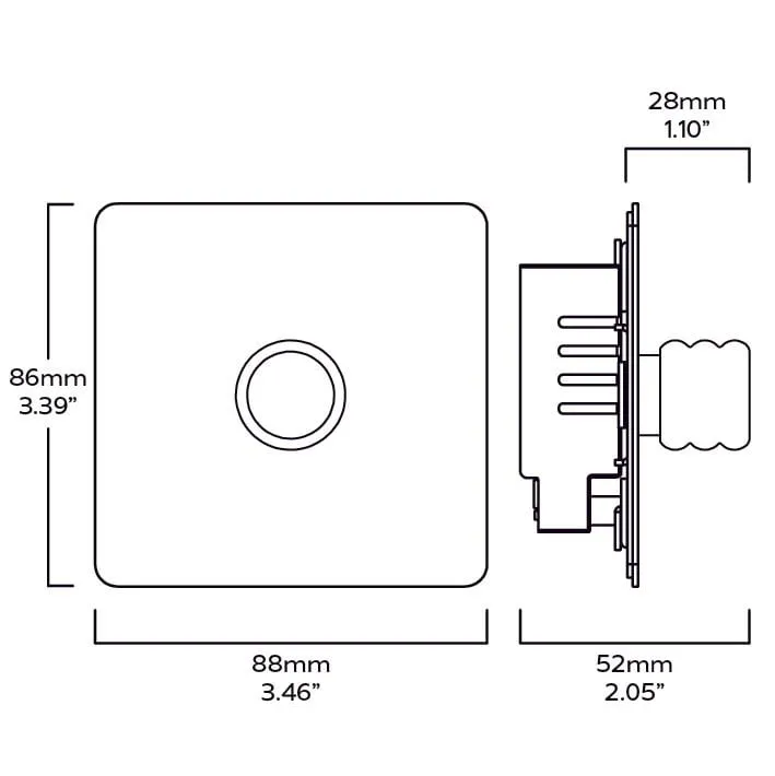 ALVA 1G Dimmer Light Switch - Brass