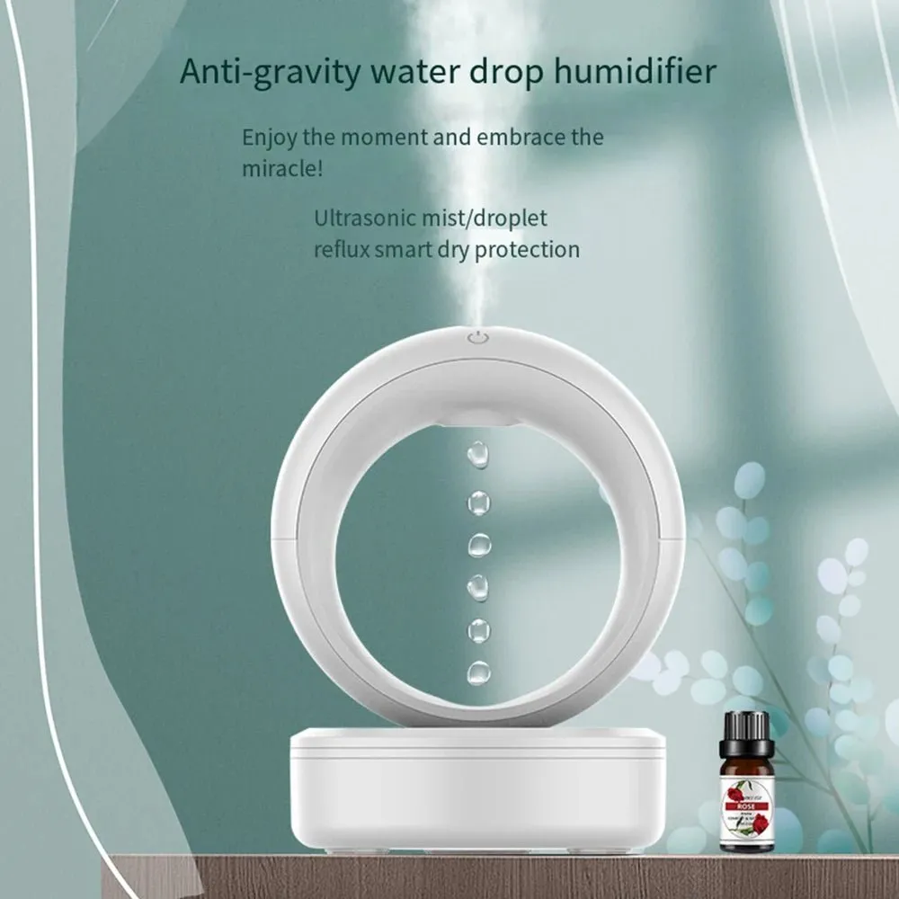 Anti-gravity Air Humidifier - 680ML Water Drop Aroma Diffuser Essential Oil Ultrasonic  Levitating Mist Maker