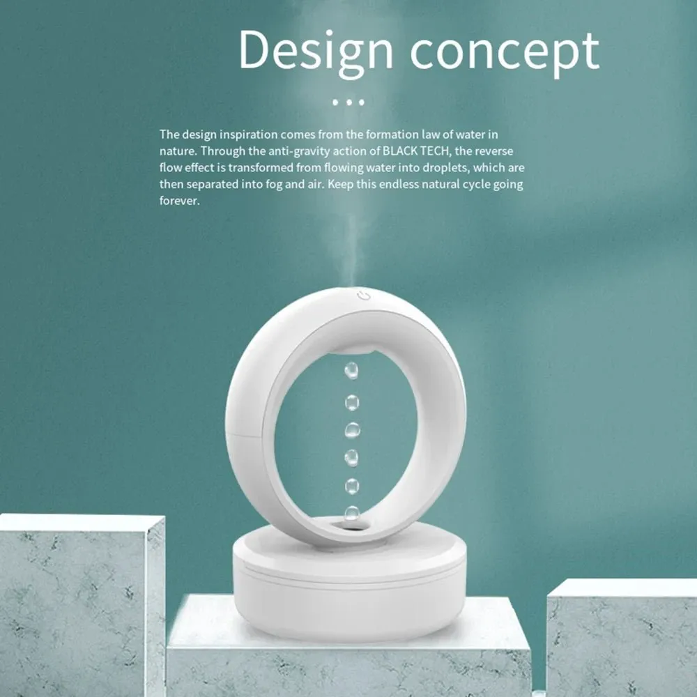 Anti-gravity Air Humidifier - 680ML Water Drop Aroma Diffuser Essential Oil Ultrasonic  Levitating Mist Maker