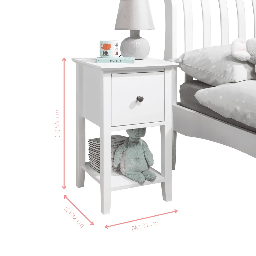 Asora Bedside Table with Drawer in Silk Grey