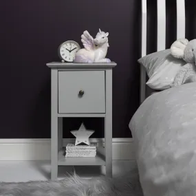 Asora Bedside Table with Drawer in Silk Grey