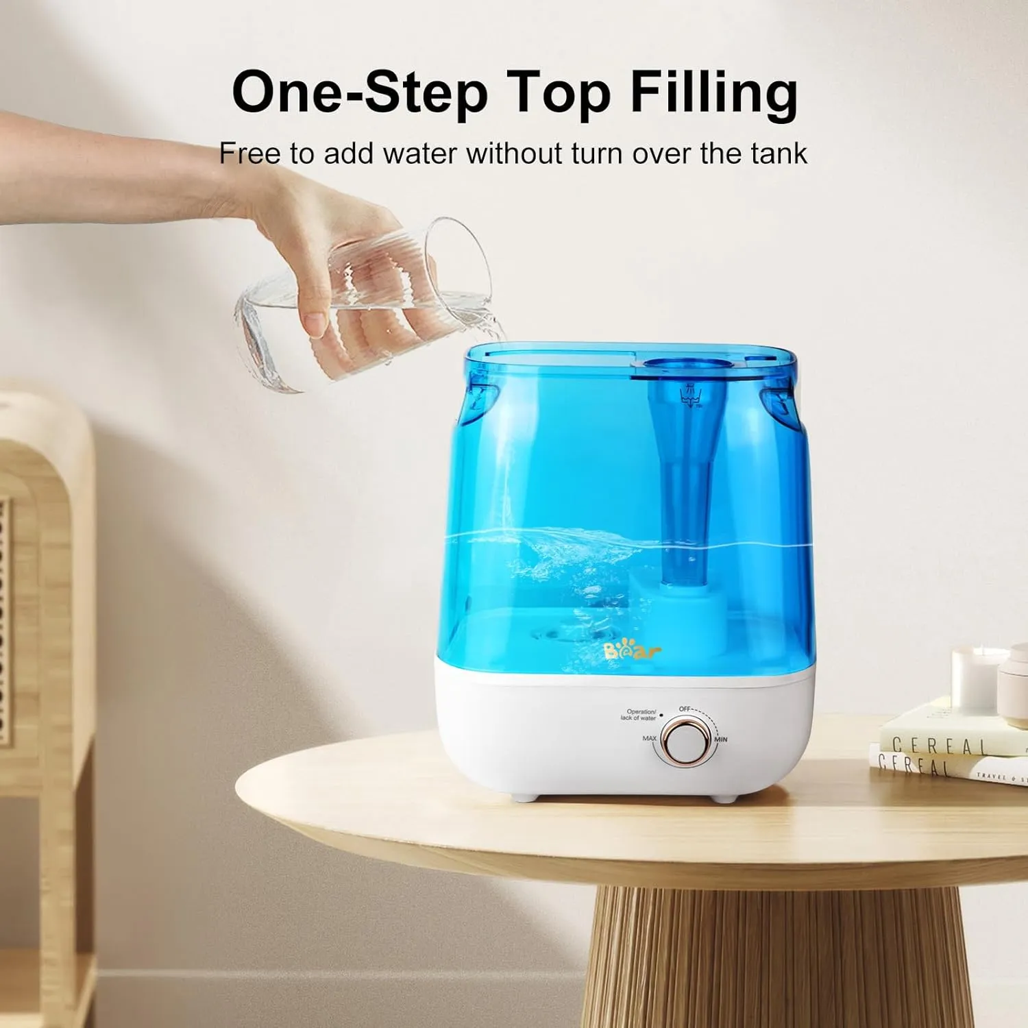 Bear Humidifiers for Bedroom Large Room, JSQ-F60A4,Top Fill 6L Super Powerful Cool Mist Humidifier