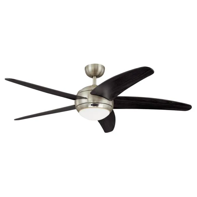 Bendan 52-Inch Five-Blade Indoor Ceiling Fan, Satin Chrome Finish with Dimmable LED Light Fixture, Remote Control Included