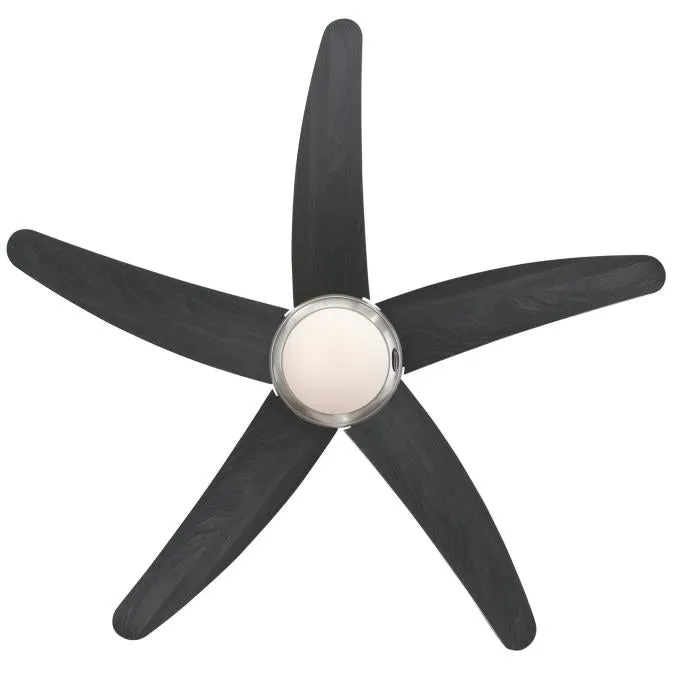 Bendan 52-Inch Five-Blade Indoor Ceiling Fan, Satin Chrome Finish with Dimmable LED Light Fixture, Remote Control Included