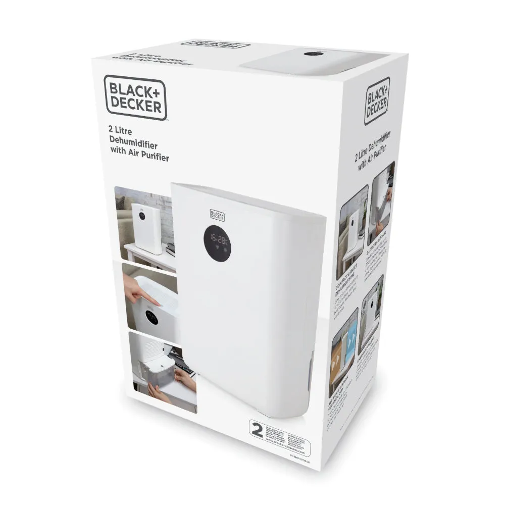 Black Decker Dehumidifier & Air Purifier 2L  - White