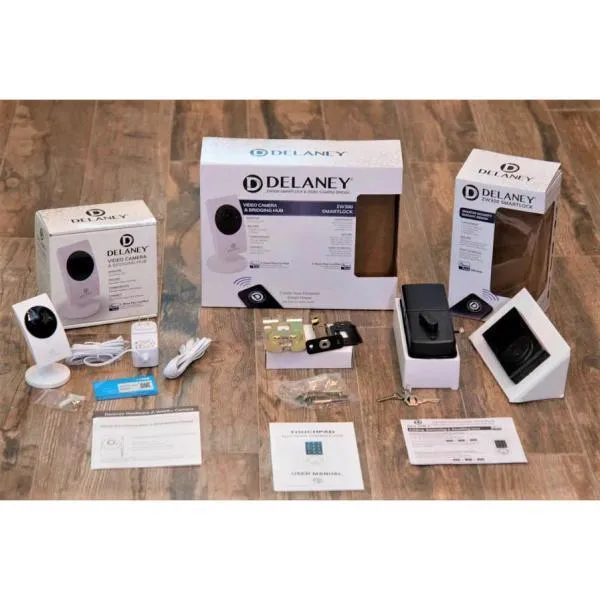 Black Touchscreen ZWave Single Cylinder Smartlock Deadbolt with Camera Gateway
