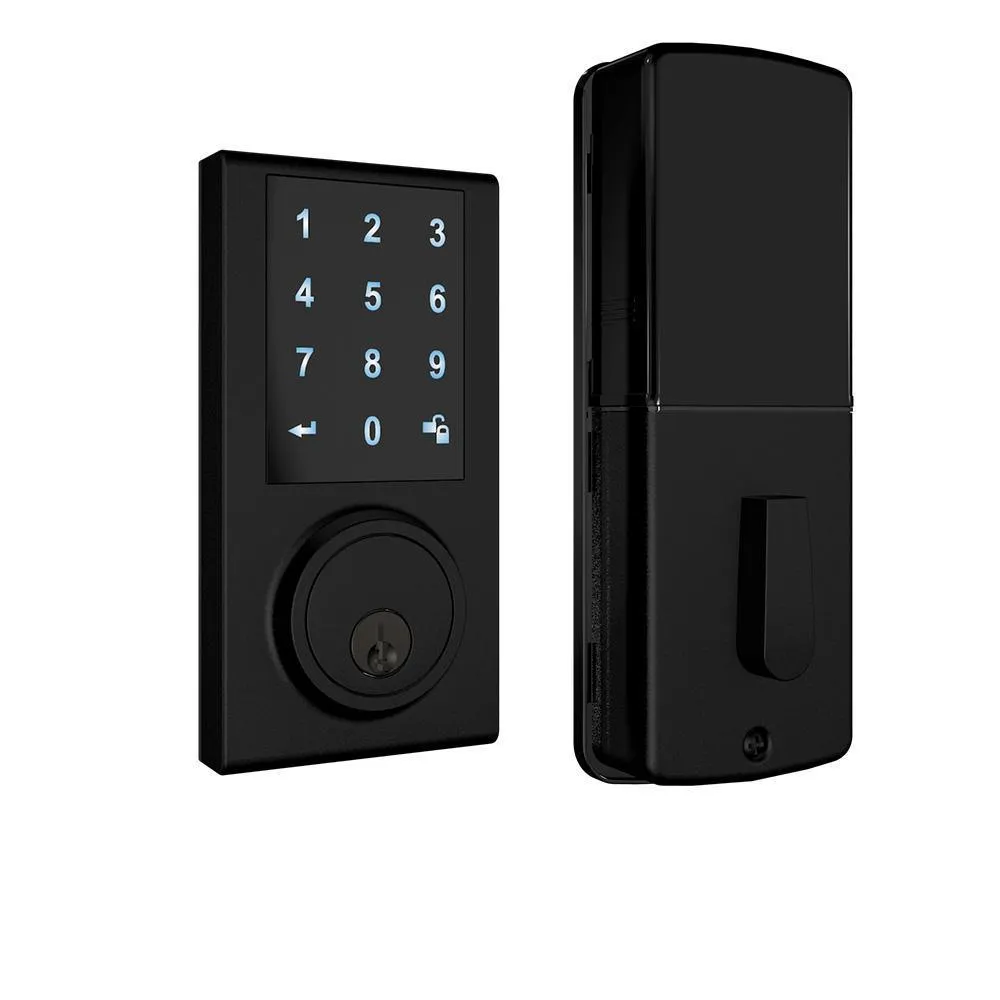 Black Touchscreen ZWave Single Cylinder Smartlock Deadbolt