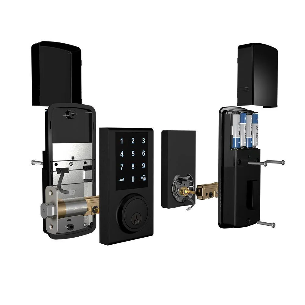 Black Touchscreen ZWave Single Cylinder Smartlock Deadbolt