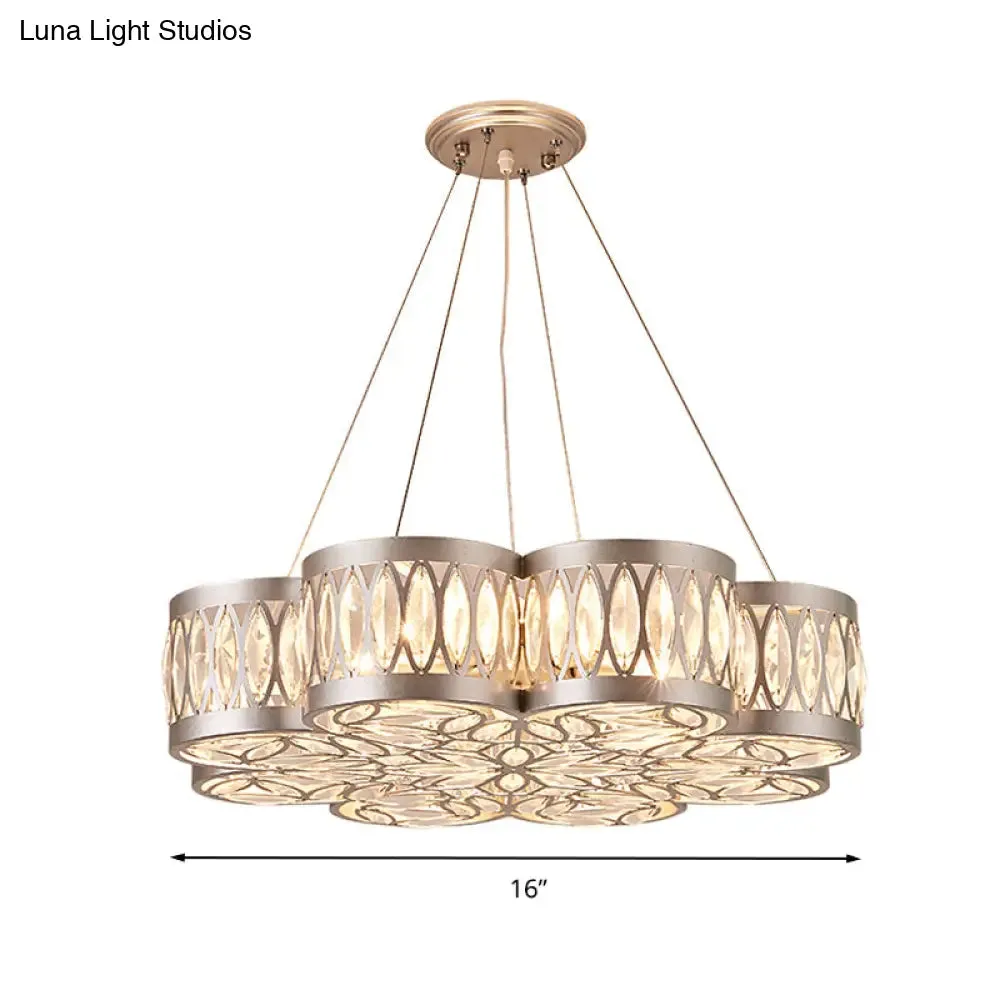 Bloom Crystal Chandelier Pendant Light - Modern Dining Room Lighting Fixture with 3 Bulbs, Silver Finish