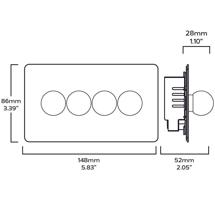 BOBBIN 4G Dimmer Light Switch - Brass