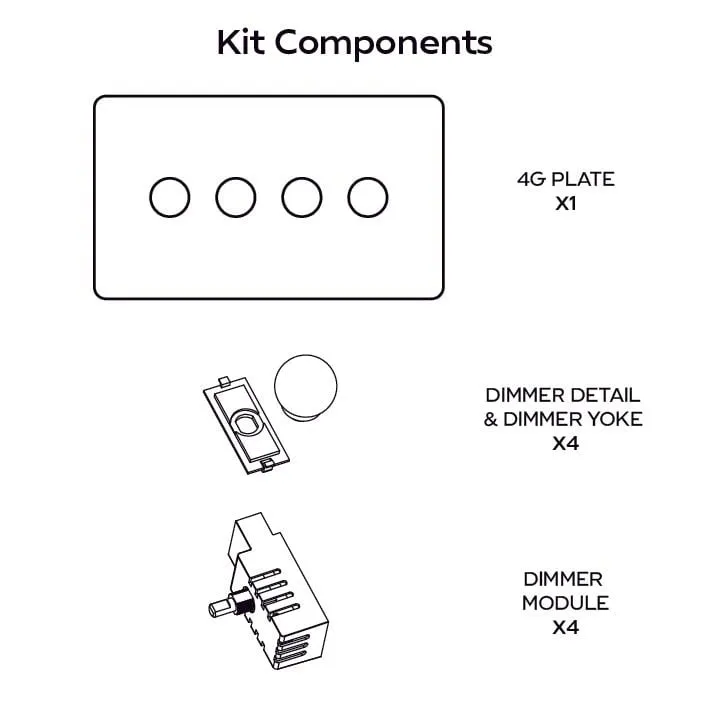 BOBBIN 4G Dimmer Light Switch - Brass
