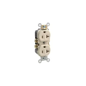 BR20-I Leviton Commercial Duplex Receptacle, 20 Amp, 125 Volt - Ivory