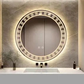 BUNGALOW MERCER Modern Design LED Mirror - Sleek Wall Mirror with Built-in Lighting, Perfect for Bathroom or Living Spaces (View, 24x24)