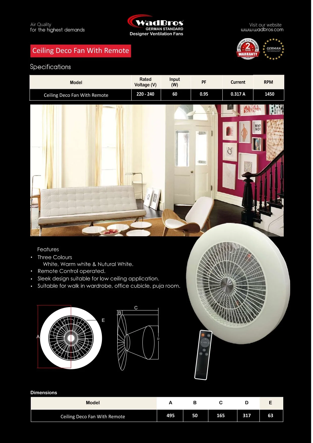 Ceiling Deco Fan With Remote Control Fan By Wadbros