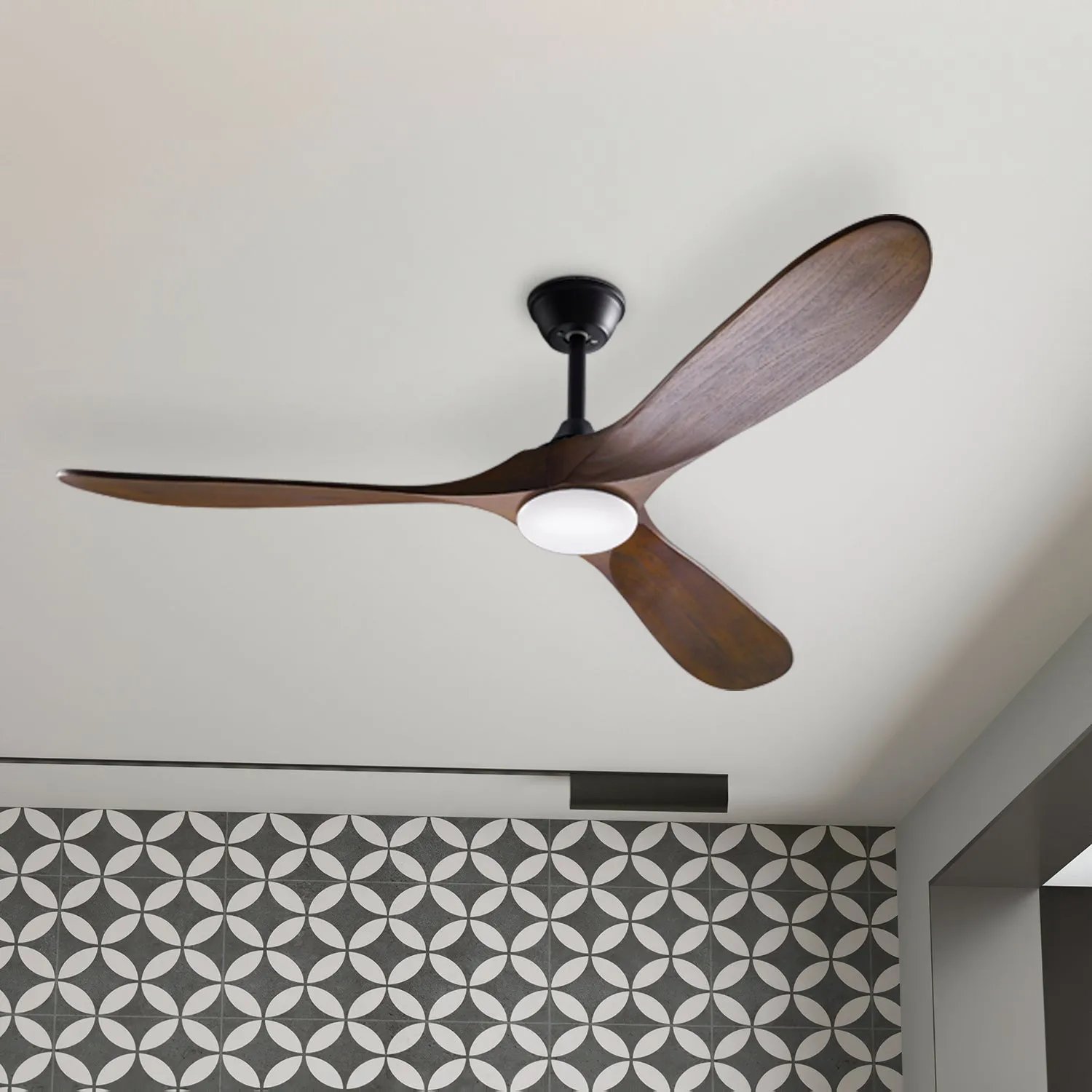 Ceiling Fan with Lights Remote Control 3 Reversible Wood Blades 2 Down Rods