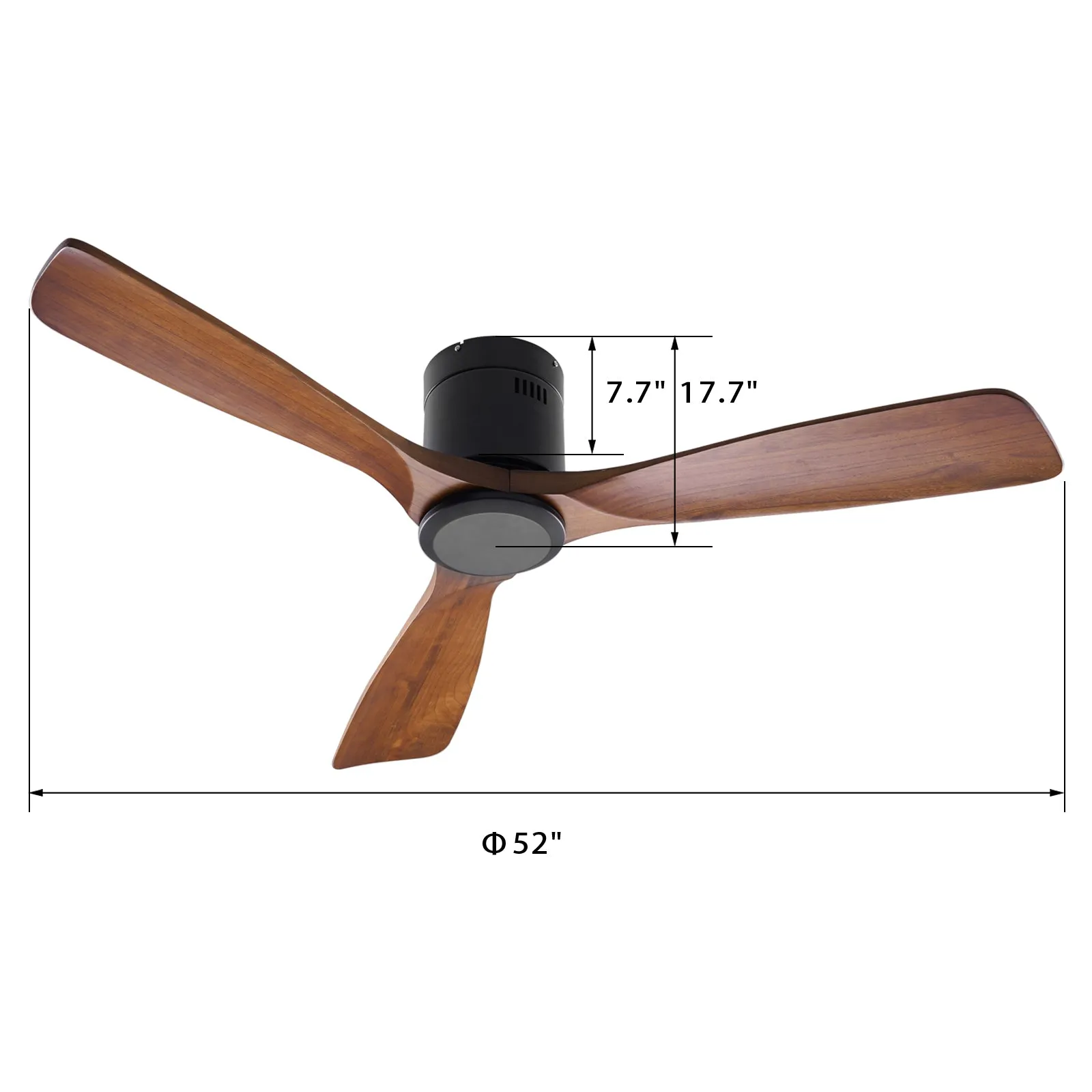 Ceiling Fan with Remote Control Reversible Wooden Blades for Bedroom Living Room