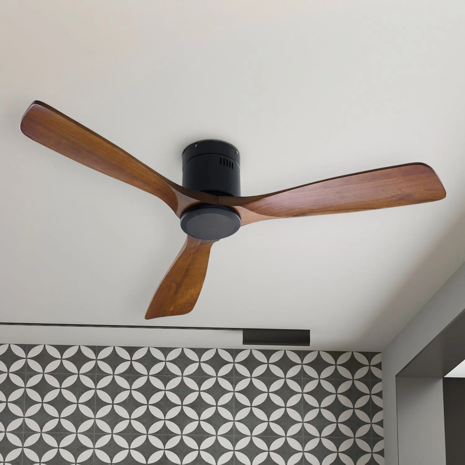 Ceiling Fan with Remote Control Reversible Wooden Blades for Bedroom Living Room